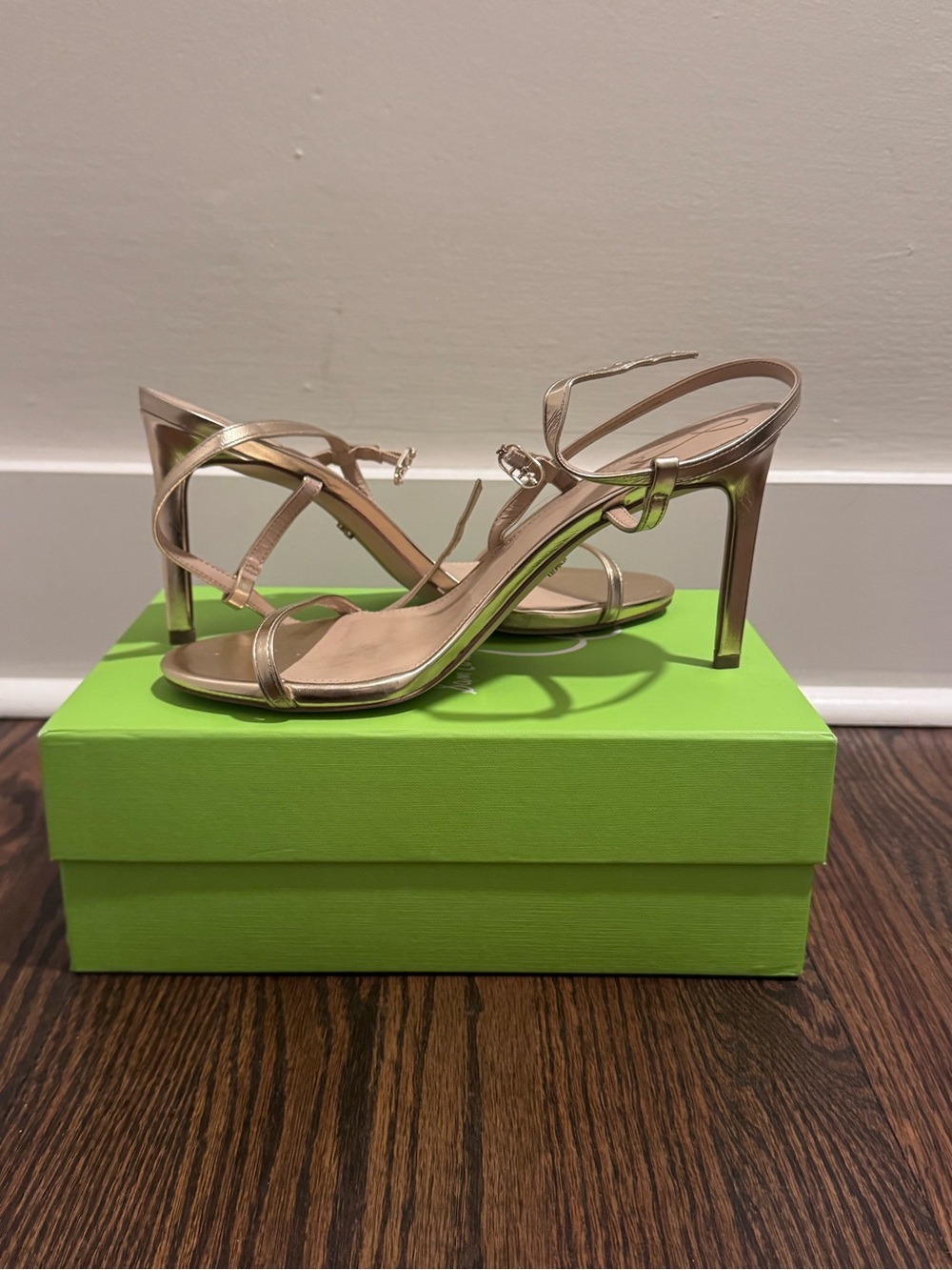 Sam Edelman Dorian Gold Metallic Strappy Stiletto Sandals